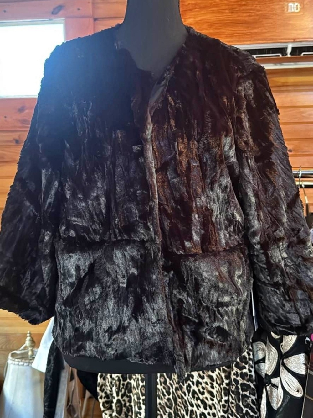 Jennifer Lopez Black Plush Faux Fur Jacket